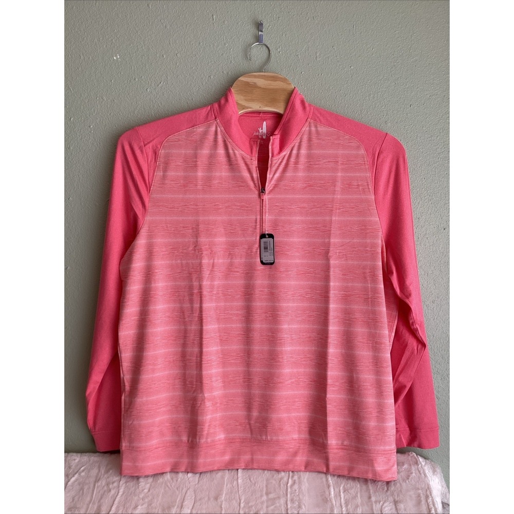 Johnnie-O Bert 1/4 Zip Pullover Men's XLarge Taffy Striped Performance Golf NEW
